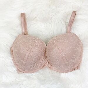 Victorias Secret Bra Push Up Womens 32DDD Nude Lined Demi Dream Angels Lace